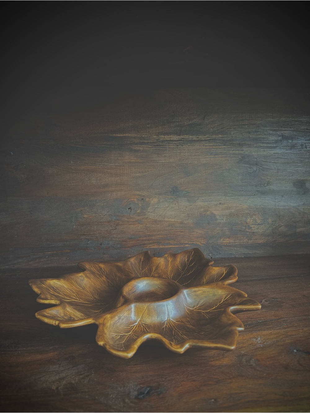 Vintage Meredith Mold Leaf Serving Tray | Ceramic Relish Charcuterie